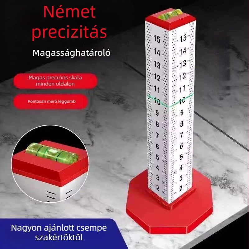 Négyoldalas alumínium ötvözetű szintező és horizontális pozicionáló vonalzó téglakészítéshez és burkoláshoz