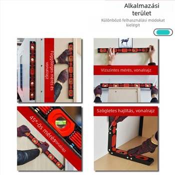 Magas pontosságú összecsukható vízszintmérő szerszám asztalosmunkákhoz, mágneses szögmérővel, multifunkcionális mérőeszköz
