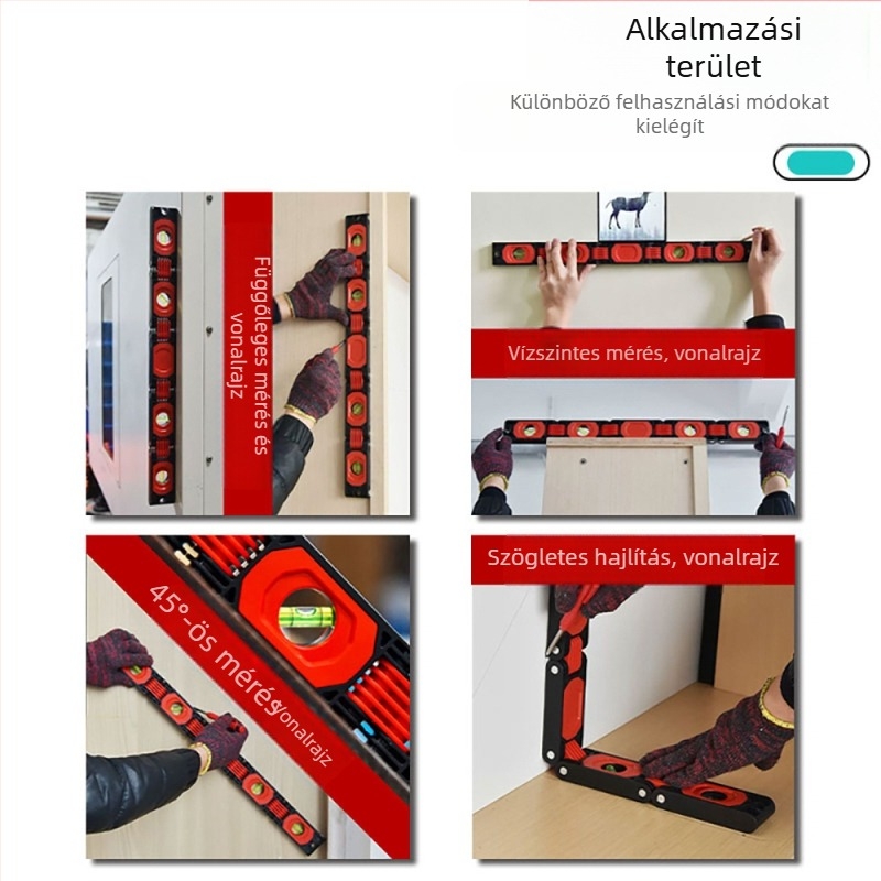 Magas pontosságú összecsukható vízszintmérő szerszám asztalosmunkákhoz, mágneses szögmérővel, multifunkcionális mérőeszköz