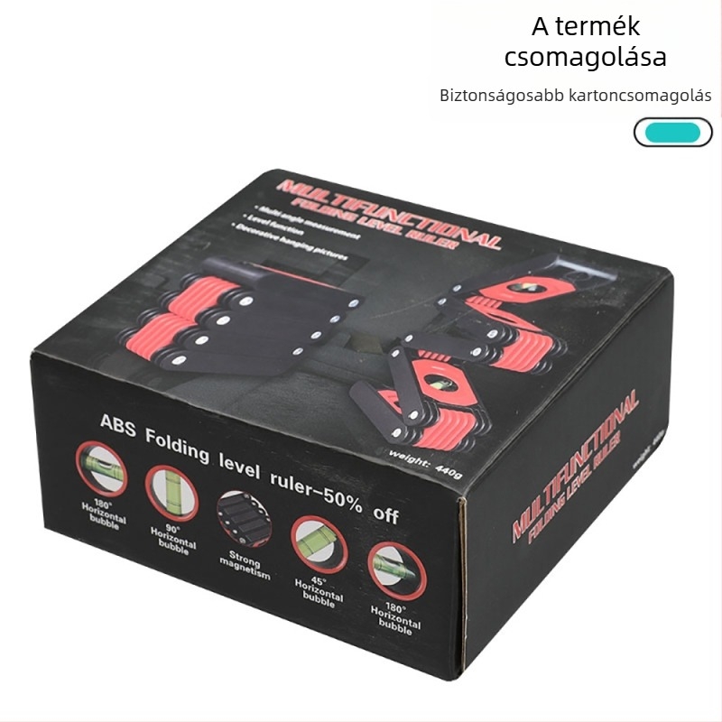 Magas pontosságú összecsukható vízszintmérő szerszám asztalosmunkákhoz, mágneses szögmérővel, multifunkcionális mérőeszköz