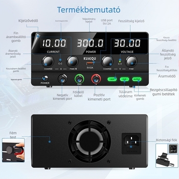 SPPS-H305 DC állítható szabályozott tápegység, 240W, feszültségtartományok 30V/60V/100V