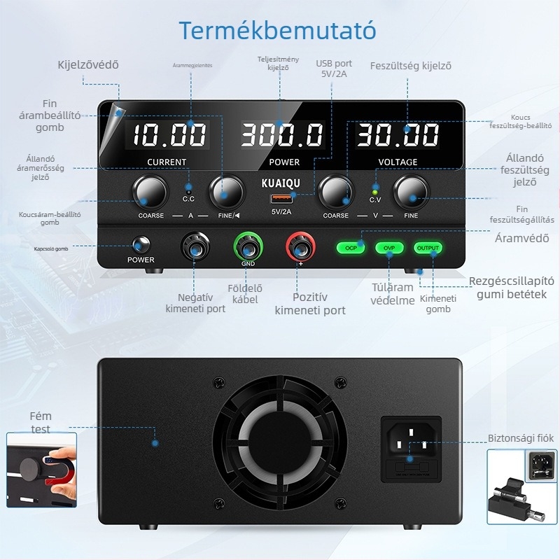 SPPS-H305 DC állítható szabályozott tápegység, 240W, feszültségtartományok 30V/60V/100V