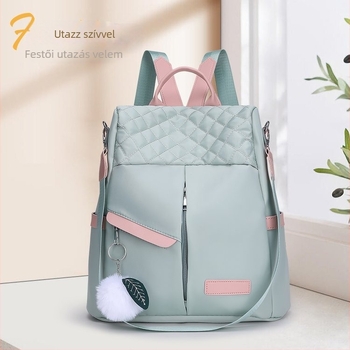 Női hátizsák japán/koreai stílusú hímzéssel, rombusz Oxford szövet, Nylon anyag, Poliészter bélés, Puha kivitel, Üzleti utakhoz ideális