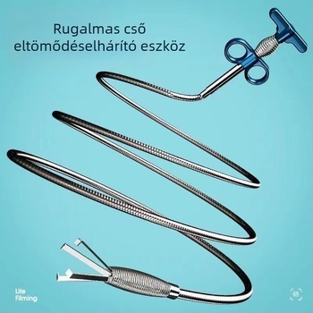 Négykaros WC-eltömő – háztartási csatornatisztító eszköz, PP + rozsdamentes acél, bemutatva 2022 ősz