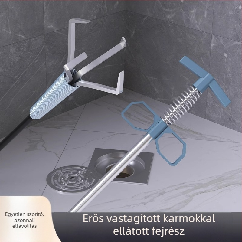 Négykaros WC-eltömő – háztartási csatornatisztító eszköz, PP + rozsdamentes acél, bemutatva 2022 ősz