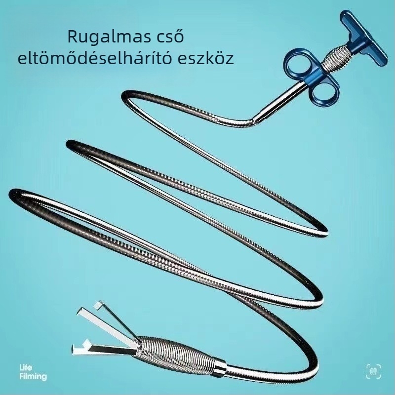 Négykaros WC-eltömő – háztartási csatornatisztító eszköz, PP + rozsdamentes acél, bemutatva 2022 ősz