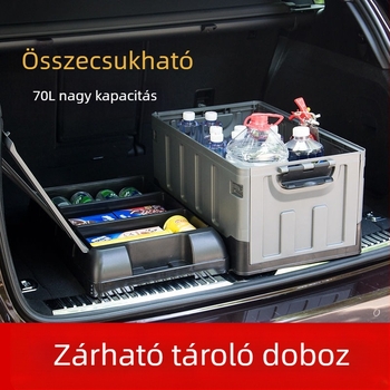 Nagy összecsukható autós csomagtartó tároló doboz kültéri kempingezéshez – 60–70 L, 59×35×35 cm, PP műanyag