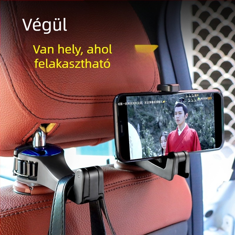 Hátsó üléshez rögzítő horog — telefon-tartóval, ABS anyagból — ABS (Márka: Shunwei; Modell: Car hook; Típus: Hook; Anyag: ABS; Logó nyomtatva: OK)