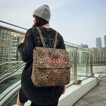 Leopard mintás Oxford anyagú hátizsák, 11 hüvelykes laptop-kompatibilis, légpárnás vállpántok, kopásálló, utcai stílus