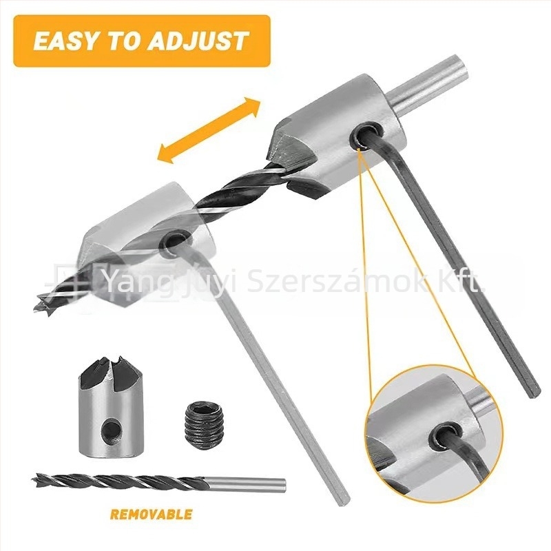 26 részes fához illő fúrókészlet: Pagoda fúró, középpontos ütő, háromcsúcsos fa fúró