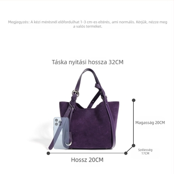 Női bucket táska – nubuk bőr, zárható zár, rejtett cipzáros zseb, belső réteg, szabadidős használatra