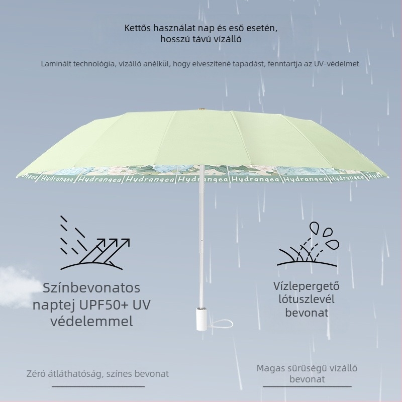 Női 16 bordás összecsukható esernyő – nap és eső védelem, UV védelem