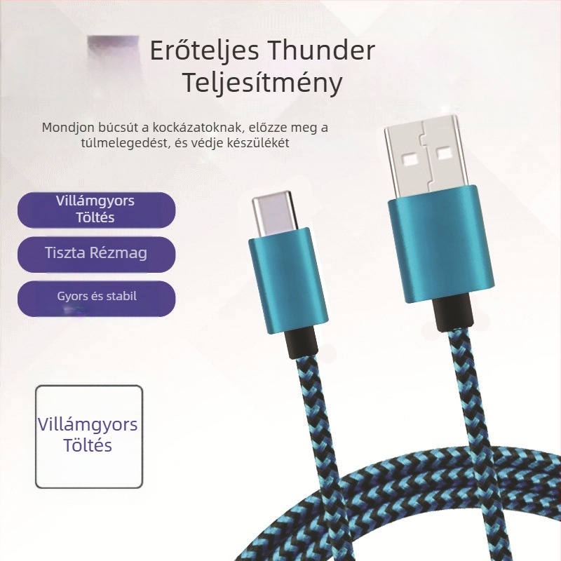Kötött kígyó mintázatú USB-C gyors töltőkábel, hossz 1m/2m/3m, 12W, szövött kivitel