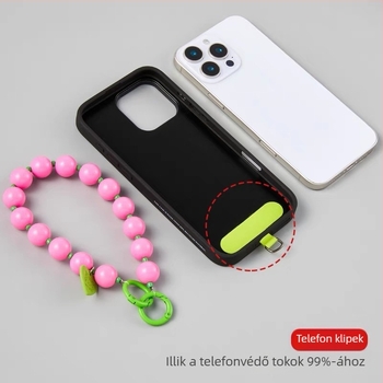 Mobiltelefon zsinór, gyanta anyagú, kézműves, PVC zsinór, fém csat, női stílus
