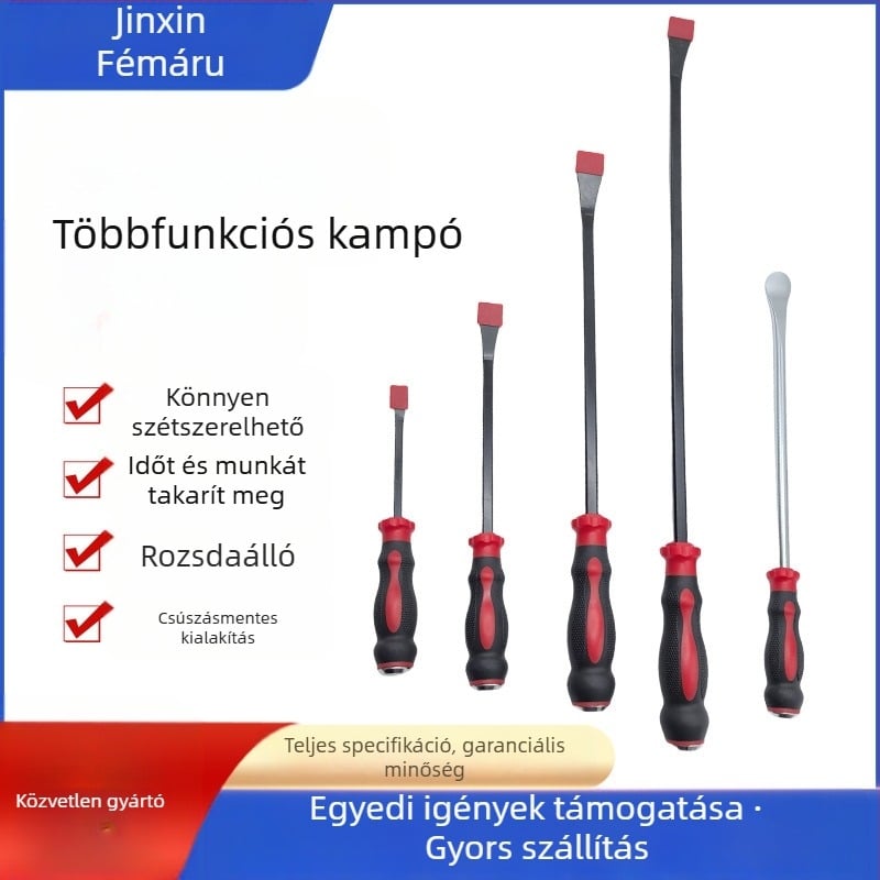 Otthoni használatra szánt többfunkciós crowbar készlet – szénacélból, szigetelt markolatokkal, speciálisan alakított kampó, hegyes tűhegy