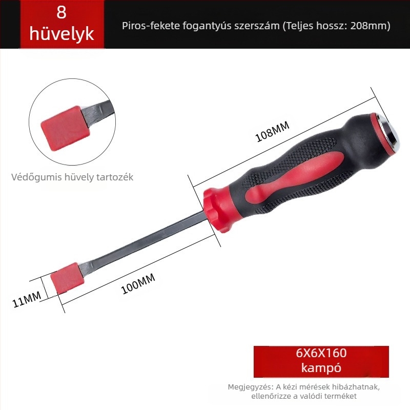 Otthoni használatra szánt többfunkciós crowbar készlet – szénacélból, szigetelt markolatokkal, speciálisan alakított kampó, hegyes tűhegy