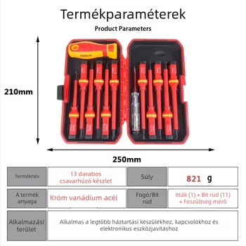 Izolált 13-darabos csavarhúzó készlet – króm-vanádium acél, Pengye Hardware, Modell 6136
