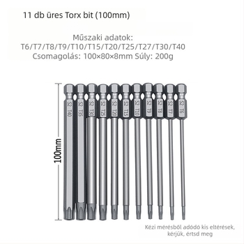 Bozhi 11 darab plum blossom hollow-bit készlet, króm-vanádium acél, szigetelt, nem mágneses