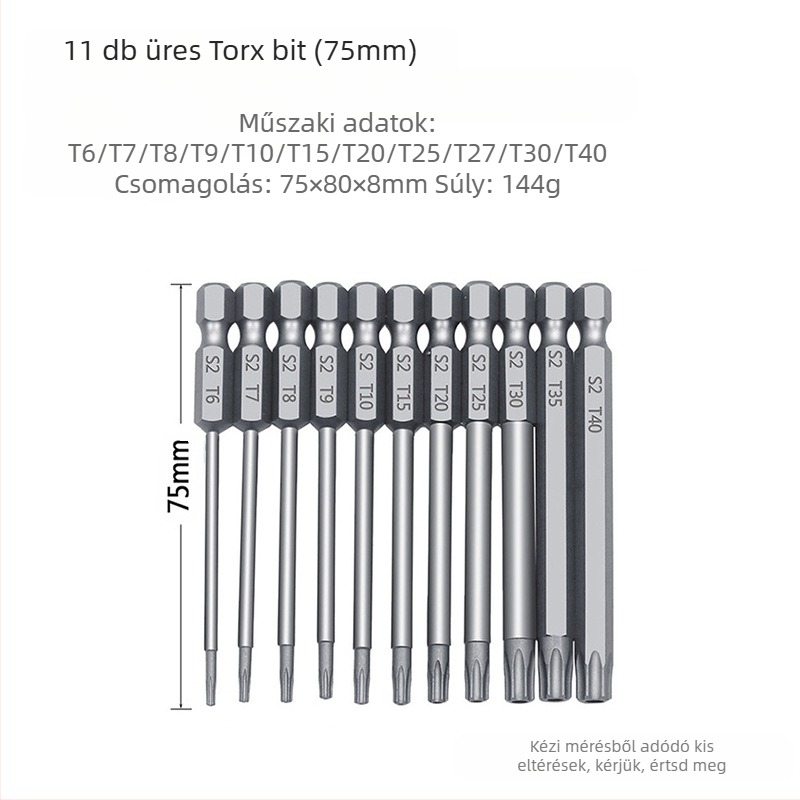 Bozhi 11 darab plum blossom hollow-bit készlet, króm-vanádium acél, szigetelt, nem mágneses
