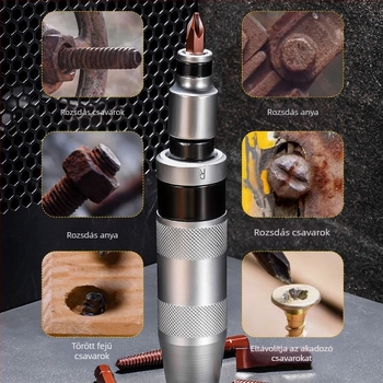 San kun ütéses csavarhúzó – többfunkciós, univerzális szerszám, szénacélból, a rozsda eltávolításához