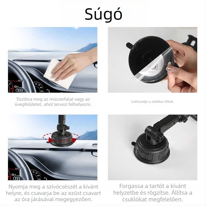 Yiyi univerzális autós telefon- és navigációs tartó szívófejes állvány a műszerfalhoz