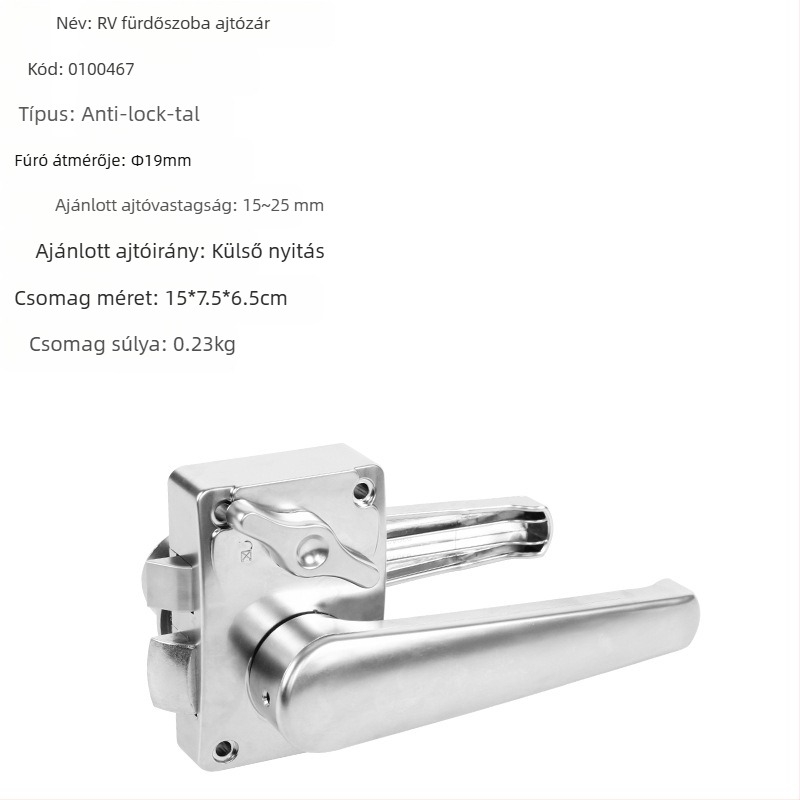 RV fürdőszoba ajtó fogantyú zár — autóajtó fogantyú zár, ABS + elektroplakk, Modell 010, cilinder cinkötvözet