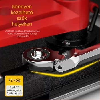 12 darabos mozgatható fejű csattogókulcs-készlet, krómozott felület, króm-vanádium acél, 72-fogú mechanizmus