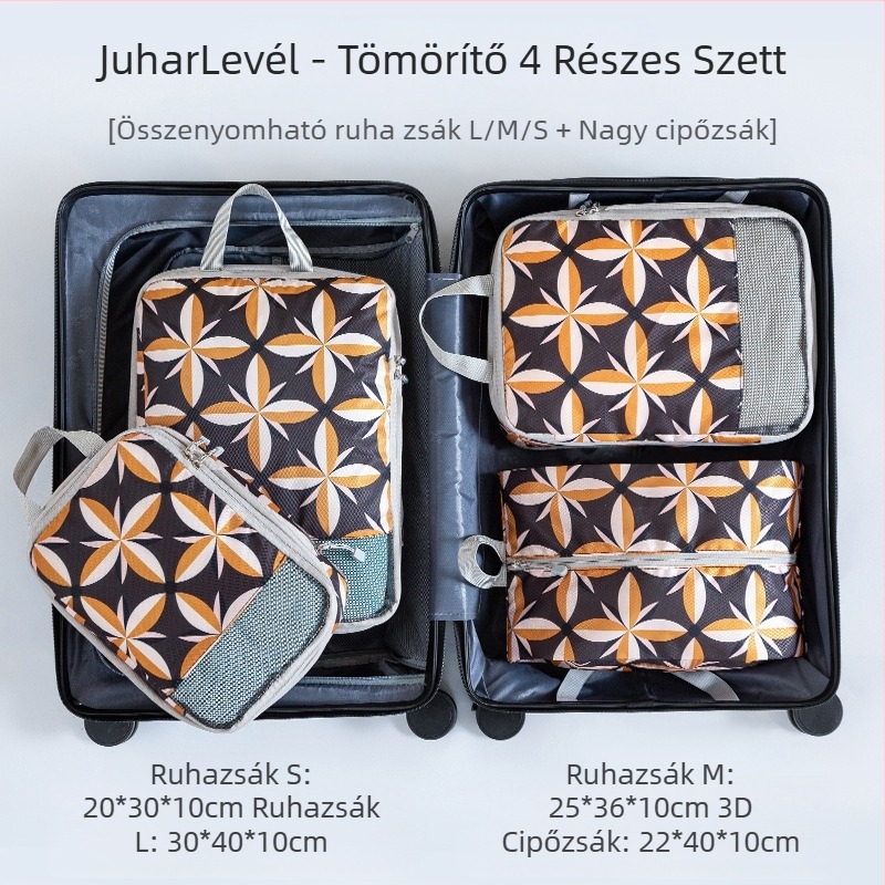 4 darabos utazási tároló készlet nyomtatott mintával – PP anyag