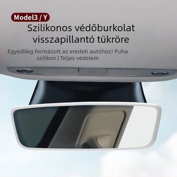 Szilikon belső visszapillantó védőburkolat Tesla Model 3/Y-hoz, tükrön védőfedél, logónyomtatás