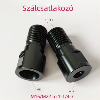 ZUXLA rhinestone menetadapterek: M22→1-1/4-7 és M16→1-1/4-7, anyag 40Cr