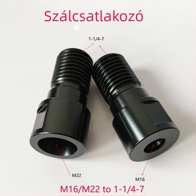 ZUXLA rhinestone menetadapterek: M22→1-1/4-7 és M16→1-1/4-7, anyag 40Cr