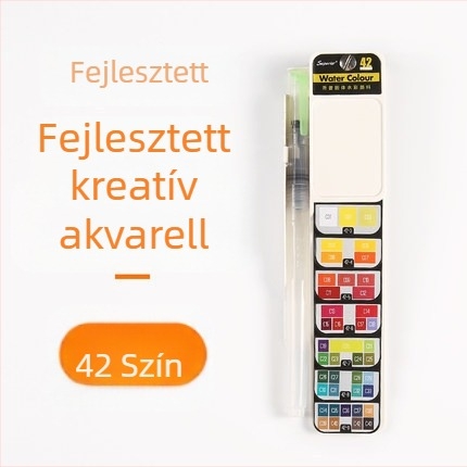Összecsukható átlátszó fan alakú palettával ellátott szilárd pigment gouache készlet dobozos csomagolásban, akvarellhez, kapacitás 5