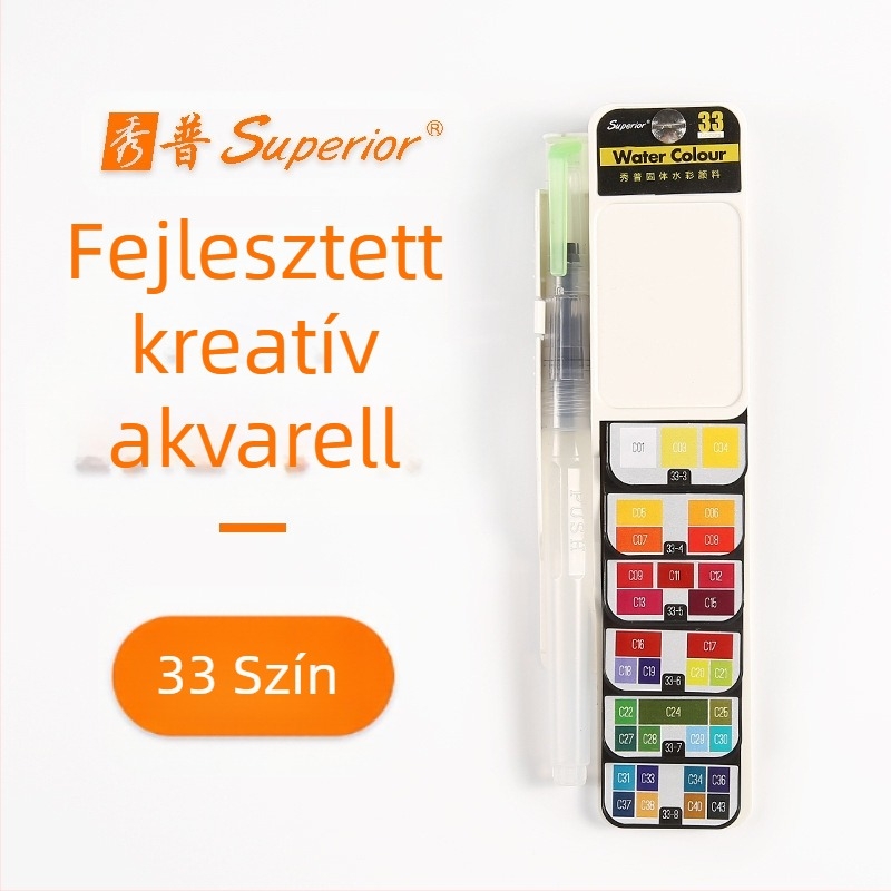 Összecsukható átlátszó fan alakú palettával ellátott szilárd pigment gouache készlet dobozos csomagolásban, akvarellhez, kapacitás 5