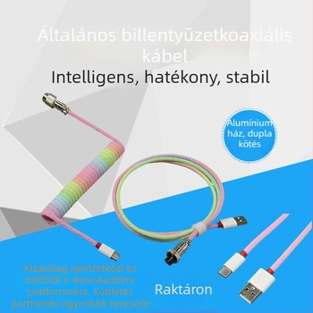 Billentyűzetkábel repülő csatlakozóval, spirálisan vezető réz vezető, 1.5 m hosszú, nikkel bevonatú, OEM elérhető