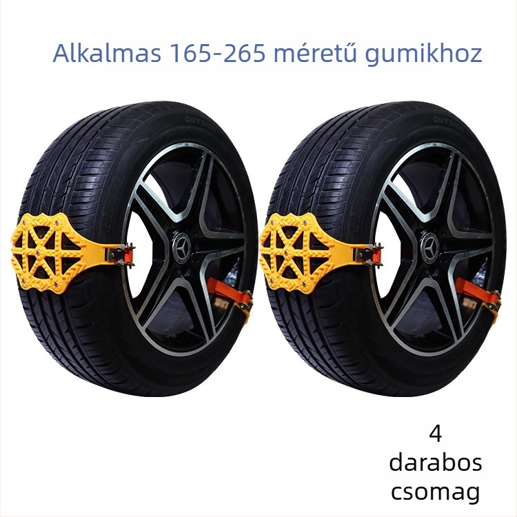 Snow Luton – Gumiabroncs anti-slip láncok Vans, autók és SUV-k számára; Anyag: gumi; Szélesség: 165–265 mm; Tömeg: 305 g/db; Testreszabható feldolgozás