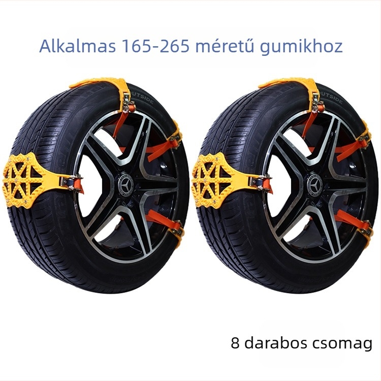Snow Luton – Gumiabroncs anti-slip láncok Vans, autók és SUV-k számára; Anyag: gumi; Szélesség: 165–265 mm; Tömeg: 305 g/db; Testreszabható feldolgozás