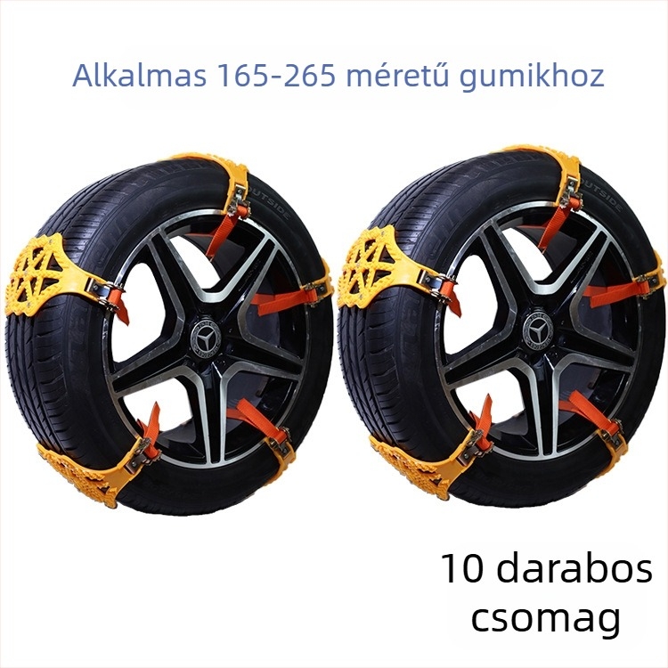 Snow Luton – Gumiabroncs anti-slip láncok Vans, autók és SUV-k számára; Anyag: gumi; Szélesség: 165–265 mm; Tömeg: 305 g/db; Testreszabható feldolgozás