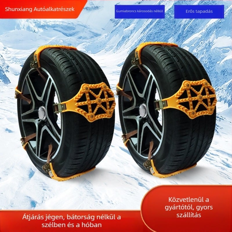 Snow Luton – Gumiabroncs anti-slip láncok Vans, autók és SUV-k számára; Anyag: gumi; Szélesség: 165–265 mm; Tömeg: 305 g/db; Testreszabható feldolgozás