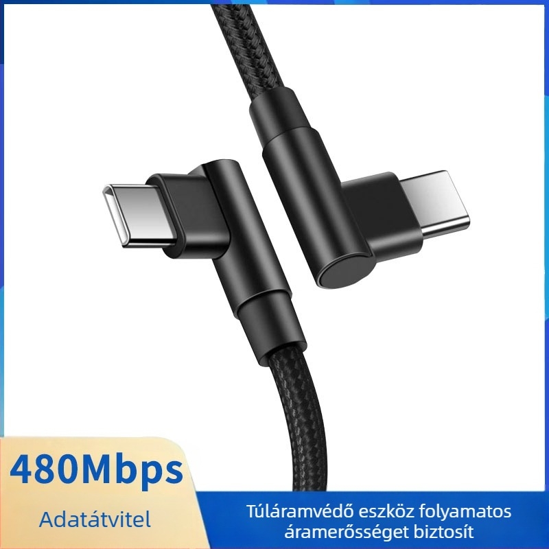 Type-C Nylon bevonat gyors töltőkábel, 60W, tabletekhez, számítógépekhez és mobiltelefonokhoz