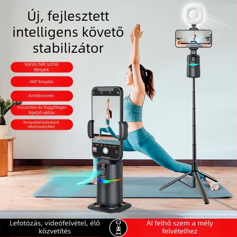Okostelefon-gimbal AI automatikus követéssel, 360° panoráma és billentés, 220 g, beltéri és kültéri vlog stabilizátor