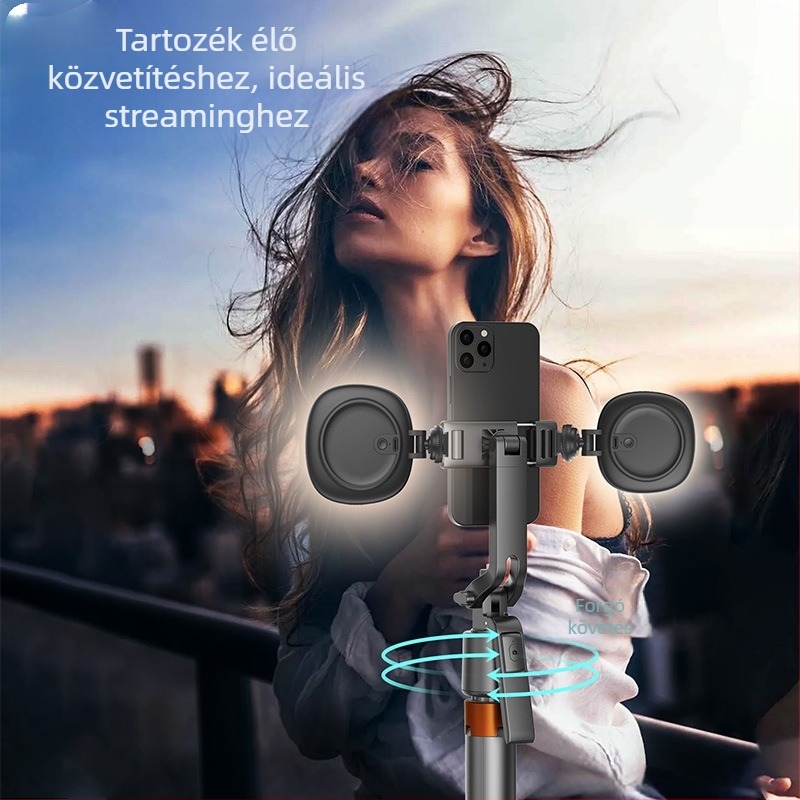 Okostelefon-gimbal AI automatikus követéssel, 360° panoráma és billentés, 220 g, beltéri és kültéri vlog stabilizátor
