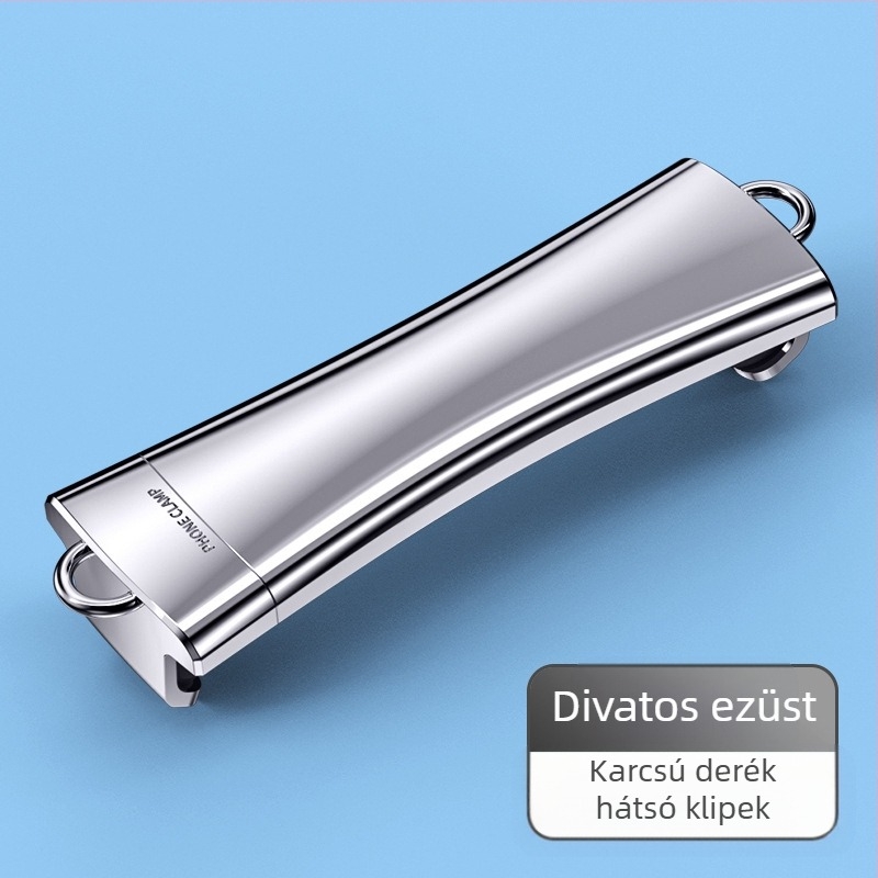 Mobiltelefonos nyakpánt fém anyagból, állítható, elektroplatított felülettel, uniszex