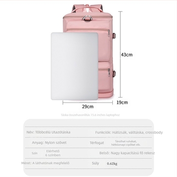 Uniszex utazótáska hátizsák, 20–35L, nylon anyag, vízálló és kopásálló, utcai stilus, nyár 2024