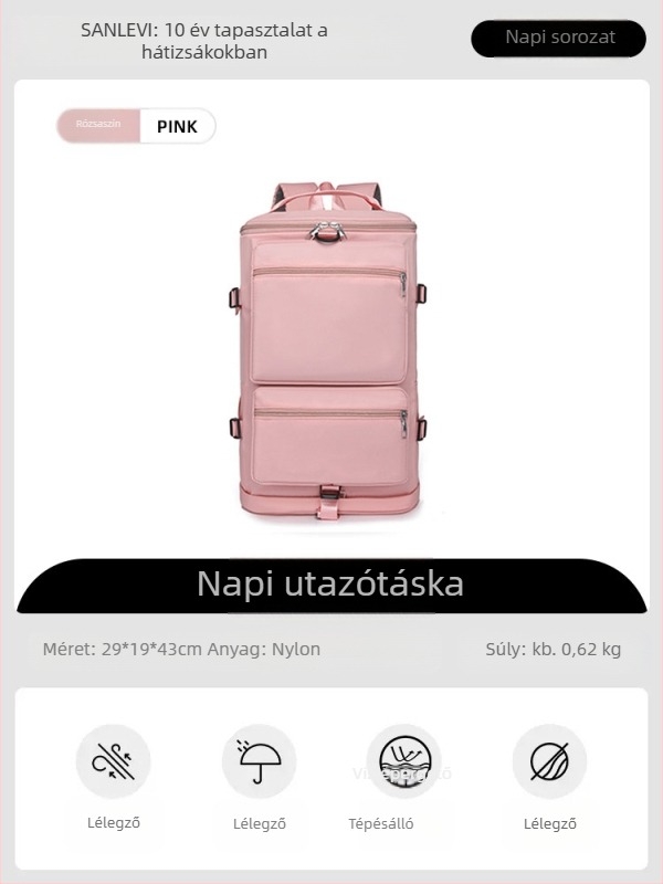 Uniszex utazótáska hátizsák, 20–35L, nylon anyag, vízálló és kopásálló, utcai stilus, nyár 2024