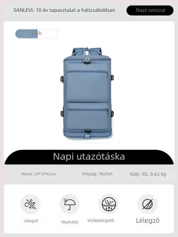 Uniszex utazótáska hátizsák, 20–35L, nylon anyag, vízálló és kopásálló, utcai stilus, nyár 2024