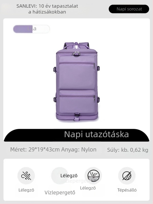 Uniszex utazótáska hátizsák, 20–35L, nylon anyag, vízálló és kopásálló, utcai stilus, nyár 2024