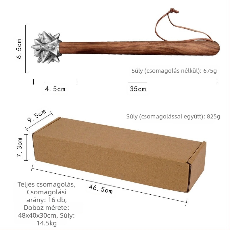 Gömbfejes kalapács rozsdamentes acél fejjel, fa nyéllel, 0.2 kg