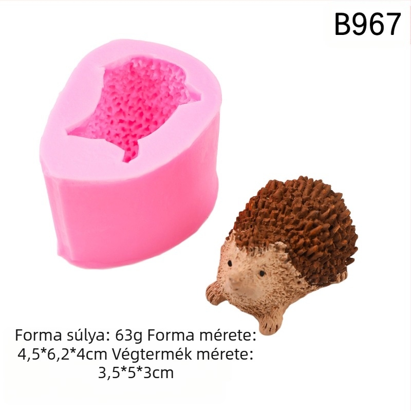 Silikon süteményforma hedgehog formájú – fondant és csokoládé dekorációhoz, szabálytalan alak, csomagolás egyetlen műanyag zacskóban