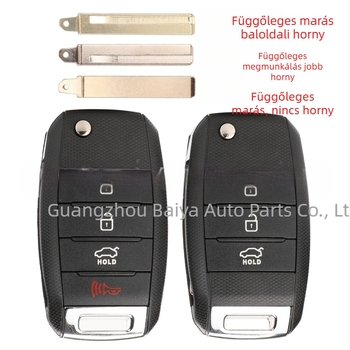 Kutery márkájú Kia összecsukható kulcskeret – csere borítás (3/4 gombos) műanyag tokozás; kulcs penge anyaga: réz + műanyag; súly 57 g; kompatibil Kia