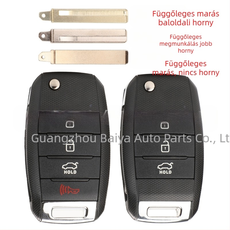 Kutery márkájú Kia összecsukható kulcskeret – csere borítás (3/4 gombos) műanyag tokozás; kulcs penge anyaga: réz + műanyag; súly 57 g; kompatibil Kia